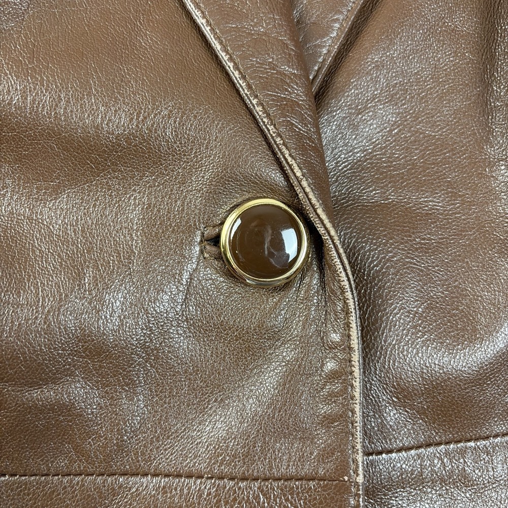 Vintage Lord & Taylor Women's 8 Brown Lamb Leather Blazer Jacket - Picture 7 of 13